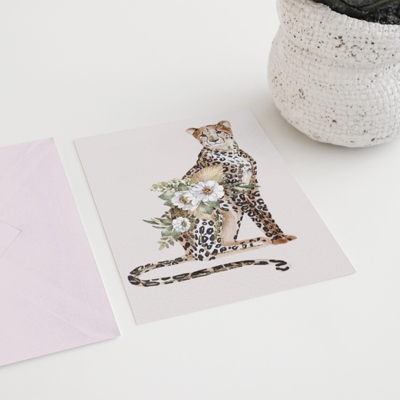 Cheetah Watercolor Illustration Wall Art Print Poster Unframed - Picture 8 of 16